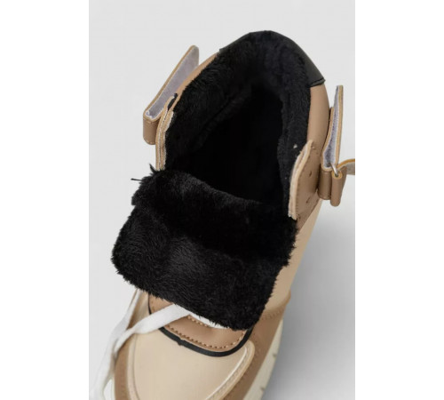 Кросівки жіночі зимові на хутрі, колір бежево-чорний, 248RMB04-93