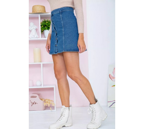 Джинсовая мини-юбка на пуговицах, синего цвета, 164R2218