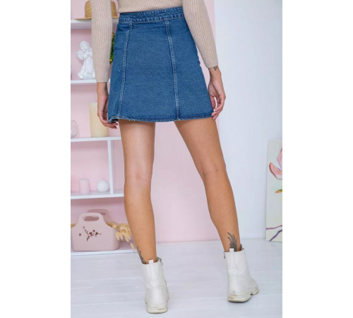 Джинсовая мини-юбка на пуговицах, синего цвета, 164R2218