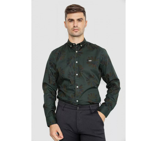 Сорочка чоловіча з принтом, колір темно-зелений, 247R116
