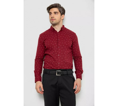 Рубашка мужская с принтом, цвет бордовый, 214R7365-1.