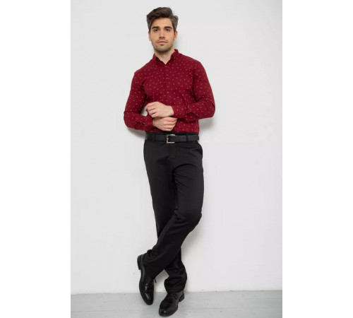 Рубашка мужская с принтом, цвет бордовый, 214R7365-1.