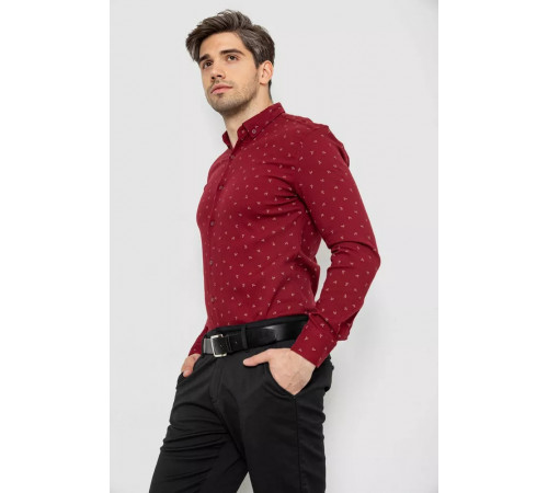 Рубашка мужская с принтом, цвет бордовый, 214R7365-1.