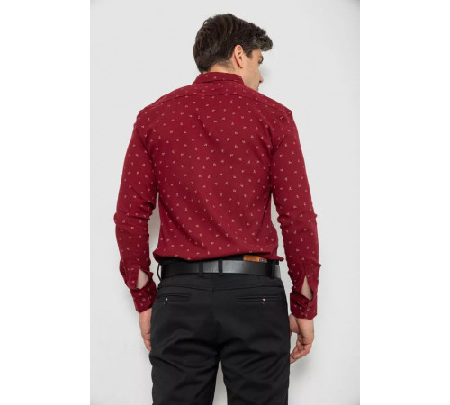 Рубашка мужская с принтом, цвет бордовый, 214R7365-1.