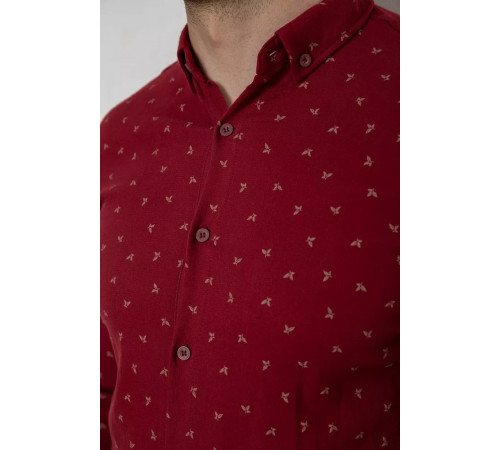 Рубашка мужская с принтом, цвет бордовый, 214R7365-1.