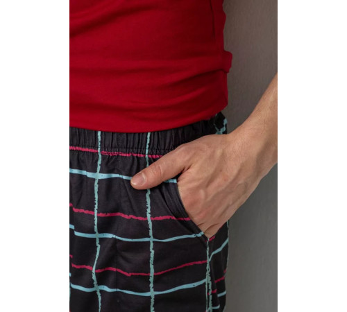 Пижама мужская с принтом, цвет бордовый, 243R2006