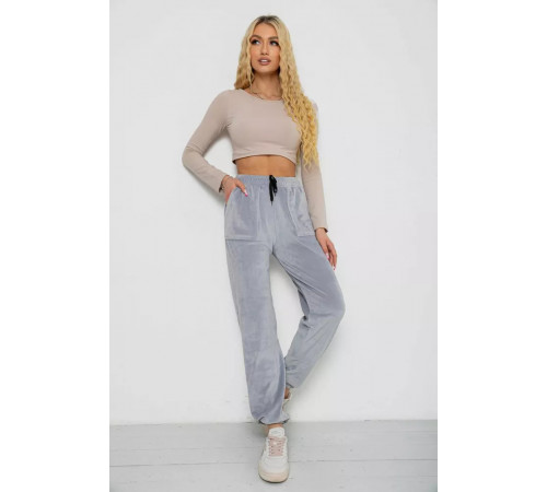 Брюки женские велюровые, цвет серый, 238R58168