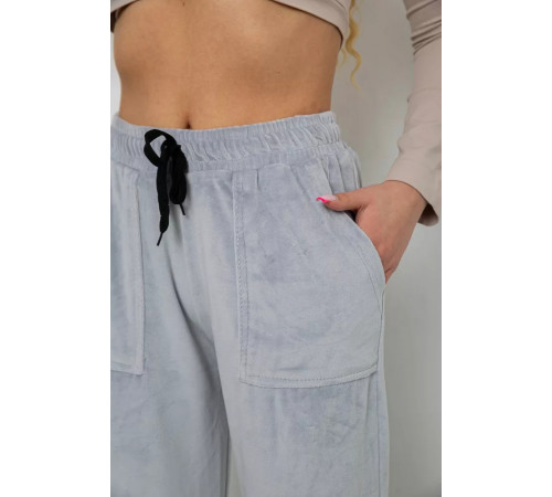 Брюки женские велюровые, цвет серый, 238R58168