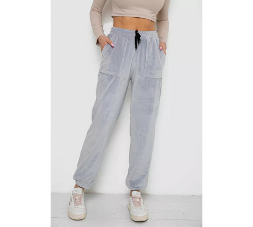 Брюки женские велюровые, цвет серый, 238R58168