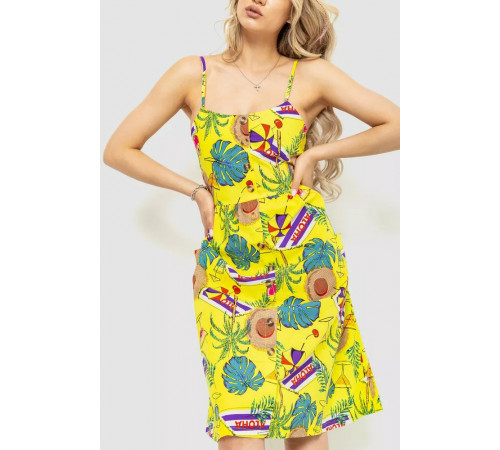 Жіночий сарафан з квітковим принтом, колір жовтий, 221R1932-1