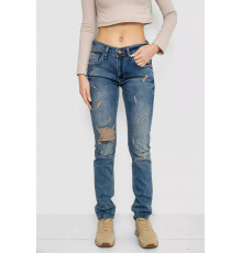 Джинси жіночі рвані, колір синій, 244R0587