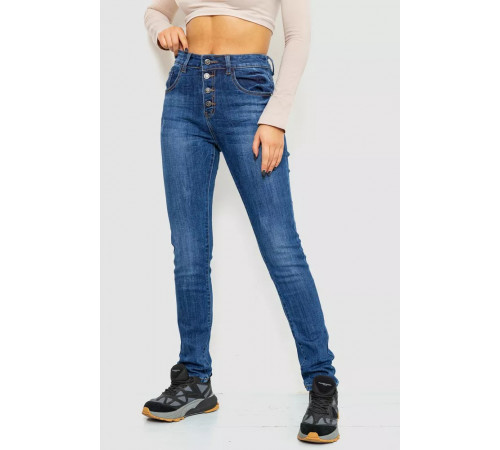 Джинсы женские с потертостями, цвет синий, 214R1417.