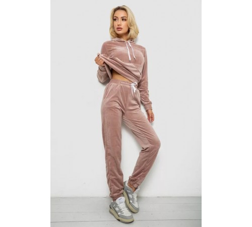Спортивный костюм женский велюровый, бежевый, 238R58570 Спортивный костюм женский велюровый, бежевый, 238R58570