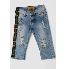 Капри джинсовые для девочек, цвет голубой, 247R2606-1