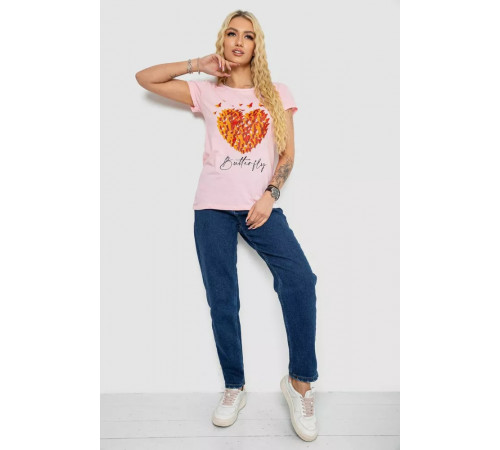 Футболка жіноча з принтом, колір рожевий, 244R2204