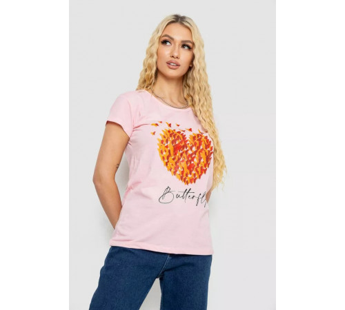 Футболка жіноча з принтом, колір рожевий, 244R2204
