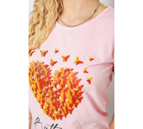 Футболка жіноча з принтом, колір рожевий, 244R2204