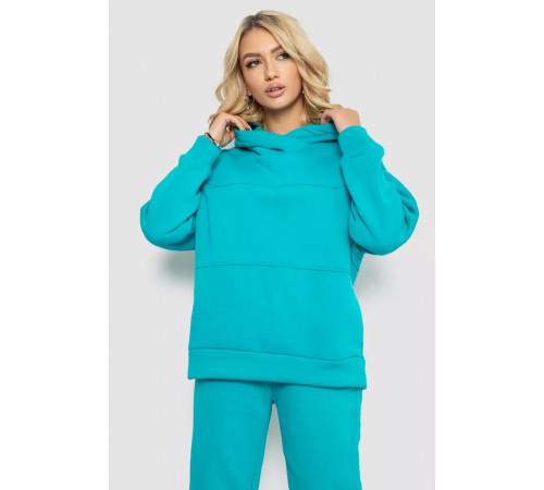 Спортивный женский костюм на флисе, цвет бирюзовый, 247R10765