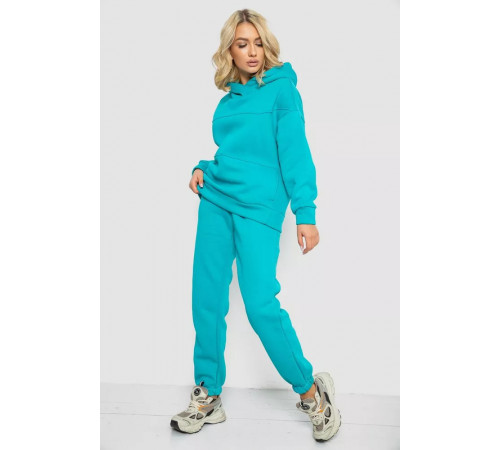 Спортивный женский костюм на флисе, цвет бирюзовый, 247R10765