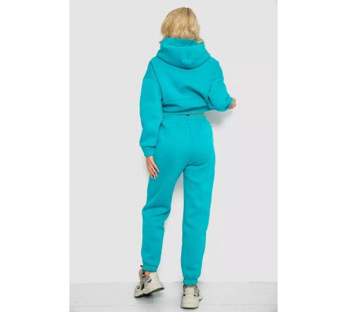 Спортивный женский костюм на флисе, цвет бирюзовый, 247R10765