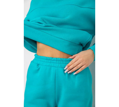 Спортивный женский костюм на флисе, цвет бирюзовый, 247R10765