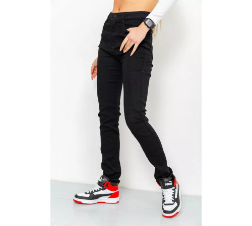 Джинсы женские однотонные, цвет черный, 226R9538-4