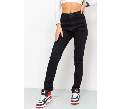 Джинсы женские однотонные, цвет черный, 226R9538-4