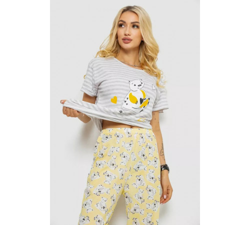 Женская пижама с принтом, цвет серый, 243R3678