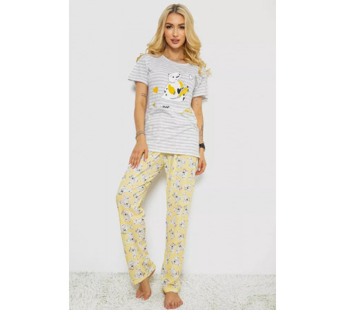 Женская пижама с принтом, цвет серый, 243R3678