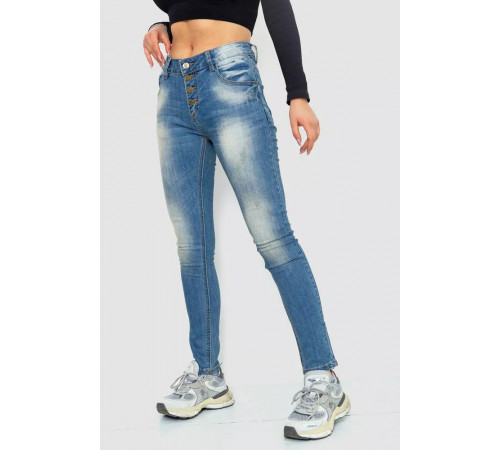 Джинси жіночі з потертостями, колір синій, 244RS04