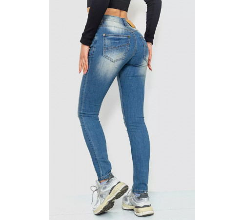 Джинси жіночі з потертостями, колір синій, 244RS04