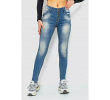 Джинсы женские с потертостями, цвет синий, 244RS04