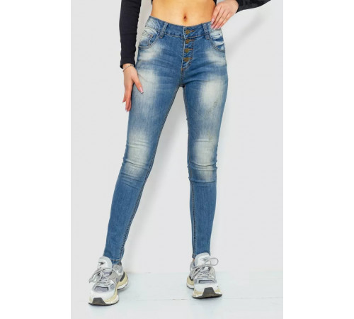 Джинси жіночі з потертостями, колір синій, 244RS04