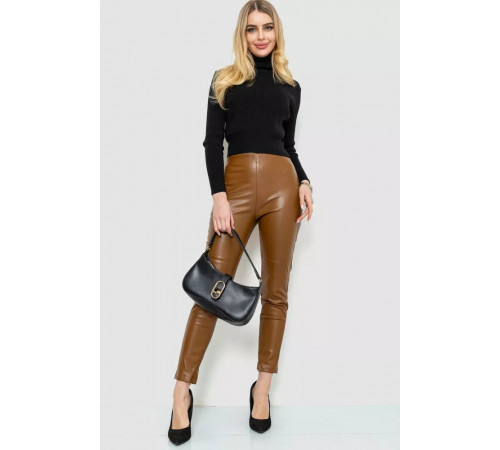Лосини з екошкіри, колір коричневий, 186R5363