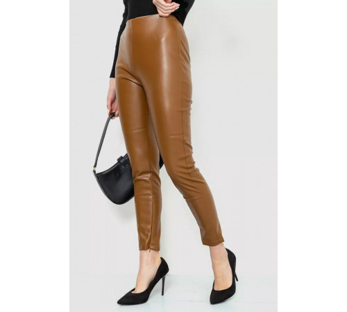 Лосини з екошкіри, колір коричневий, 186R5363