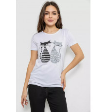 Женская футболка с принтом, цвет белый, 244R502