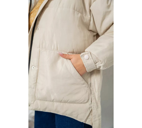 Куртка жіноча демісезонна з поясом, колір світло-бежевий, 207R2023