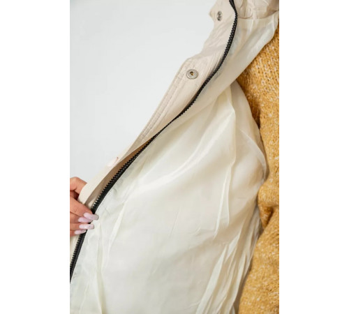 Куртка жіноча демісезонна з поясом, колір світло-бежевий, 207R2023