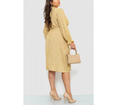 Платье свободного кроя шифоновое, цвет горчичный, 204R701-1.