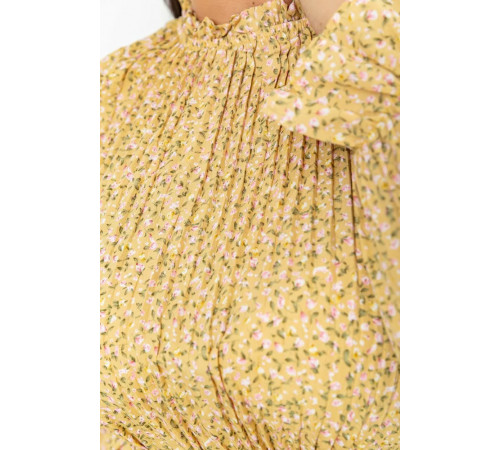 Платье свободного кроя шифоновое, цвет горчичный, 204R701-1.