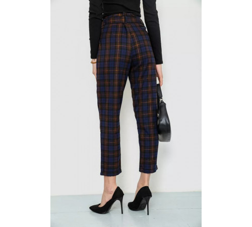 Штани жіночі в клітинку, колір синьо-коричневий, 244R157
