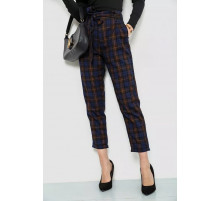 Штани жіночі в клітинку, колір синьо-коричневий, 244R157