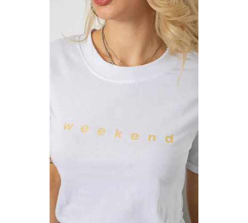 Футболка жіноча з принтом, колір білий, 238R57378-1