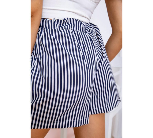 Жіночі шорти з кишенями і поясом, колір Синьо-білий, 172R008-2