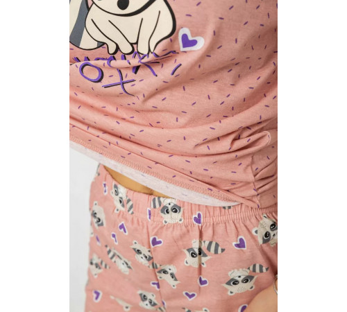 Піжама жіноча з принтом, колір персиковий, 243R15420