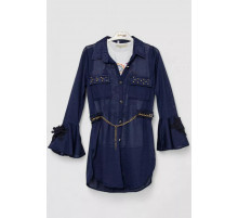 Сукня-сорочка в комплекті з майкою для дівчаток, колір темно-синій, 247R0495