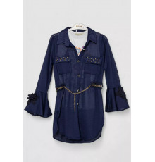 Сукня-сорочка в комплекті з майкою для дівчаток, колір темно-синій, 247R0495