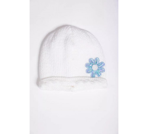 Дитяча шапка молочно-блакитного кольору, з декором, 167R7802-1