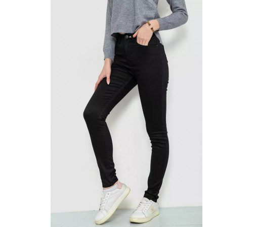 Джинсы женские однотонные, цвет черный, 244RM018.