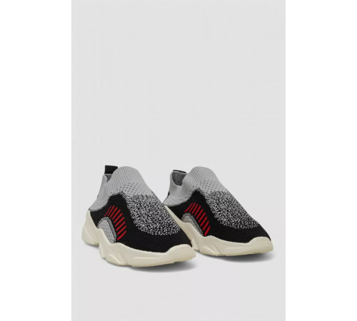 Сліпони жіночі з тканини, колір чорно-сірий, 244R321C